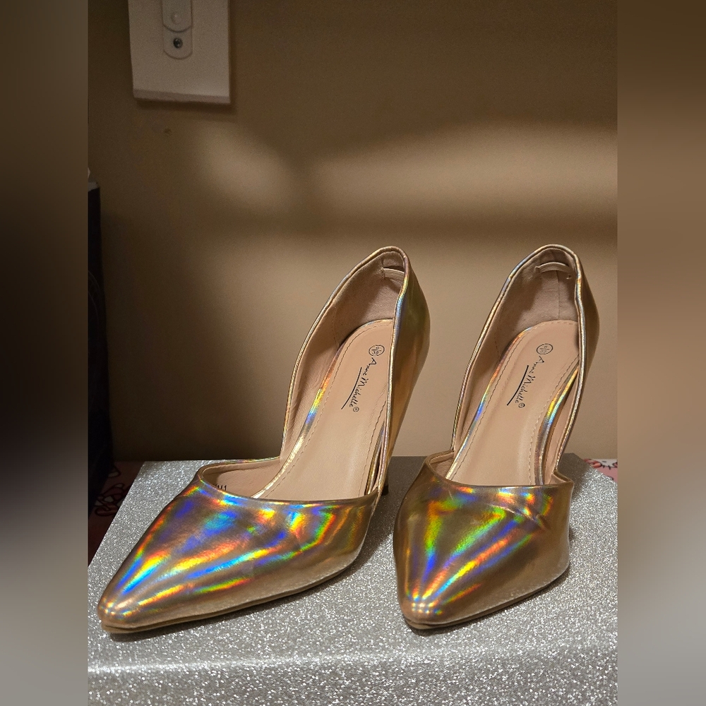 Holographic gold heels